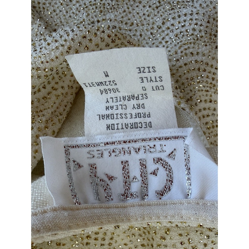 Vtg Y2K City Triangles Dress Sz M Cream Gold Metallic Sparkle Maxi Gown - Picture 5 of 10